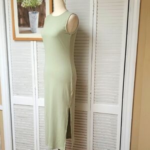 Gianni Bini Elegant Green Sleeveless Ribbed Dress Size S
